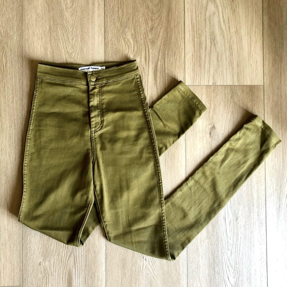 New! American Apparel Olive Green Skinny Jean Legging Pants Army